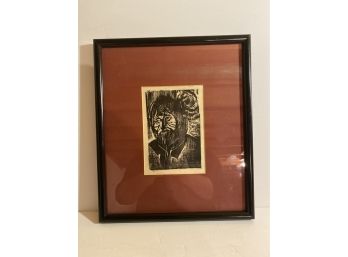 Framed & Matted Woodblock Portrait