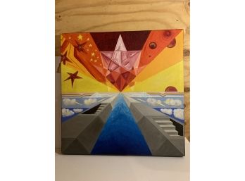 Oil On Canvas Beautiful Multicolor Geometric Art Take On Reflective Prism