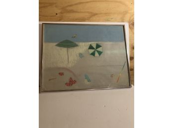 Mixed Media Beach Painting Signed And Framed!