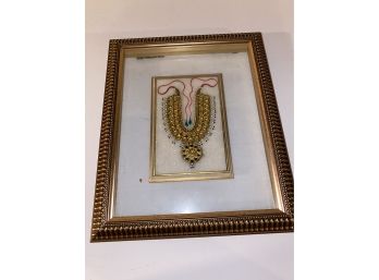 Elegant Mixed Media Jewelry Art In Floating Glass Frame