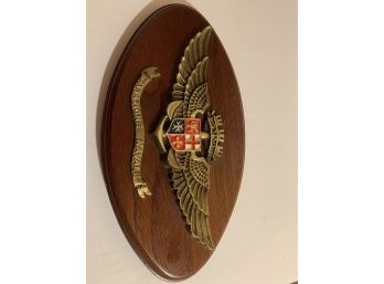 Italian Navy Coat Of Arms Plaque Brass On Wood  Aviazione Navale