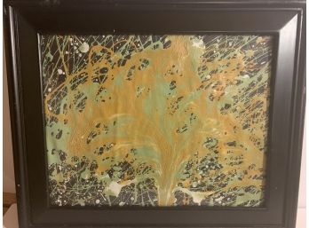 Abstract Gold Oil Painting Framed 15x17 12