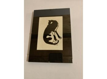 Silhouette Of A Cat Under Glass Signed Dana 1990