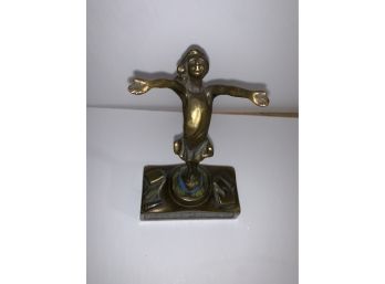 Vintage Art Nouveau The Good Fairy Brass Sculpture  Marked Jmp