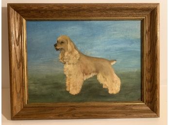 Oil On Board Spaniel Dog Painting, Beautiful Oak Frame