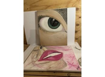 Lot Of 2 Surrealist Close Up Of A Eye Plus Close Up Of A Mouth