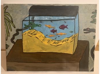 Oil On Canvas Fish Tank Painting