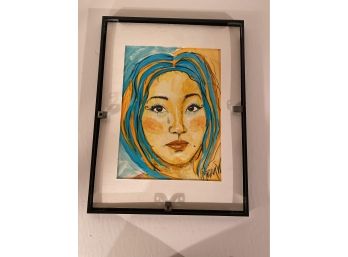 Breathtaking Ink And Watercolor Portrait, Signed