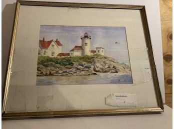 Water Color Painting Of A Lighthouse Signed!