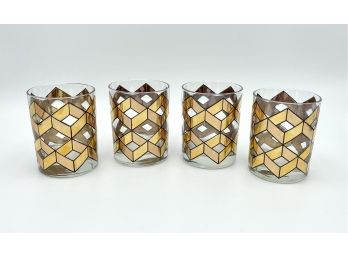 Rare Set Of Vintage Geometric Culver Rocks Glasses