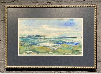 Original Abstract Shoreline Watercolor By NY Artist Edward Berkise