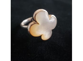 Mother Of Pearl Sterling Silver Designer Heidi Klum Clover Ring - Size 9