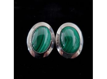 Hand Crafted Sterling Silver Malachite Earrings