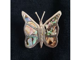 Handcrafted Sterling Silver Abalone Butterfly Pin