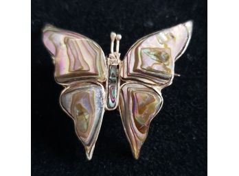 Sterling Silver Abalone Shell Buttefly Pin