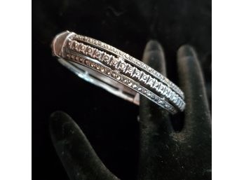 Sterling Marcasite Hinged Bangle