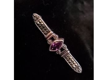 Vintage Sterling Amethyst Marcasite Pin