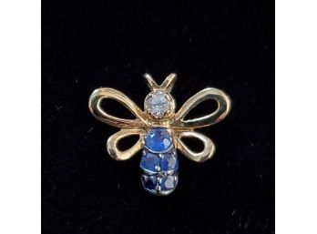 10k Diamond And Sapphire Butterfly Or Bee Pendant