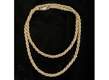 2 Tone 24 Inch Milor 4mm Sterling Silver Rope Chain