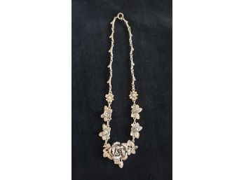 Very High Quality 1930/1940s Peruzzi .800 Sterling Silver Rose Leaf Necklace Made In Florence  Approx. 21g