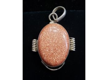 Vintage Sterling Silver Goldstone Semi Precious Pendants