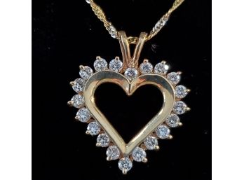 14 K Gold .33 Carat Diamond Heart Neclace