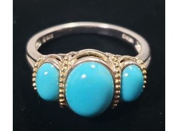 Sterling Silver Turquoise Stone Size 10 Ring