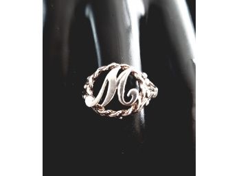 Sterling Silver Initial M Ring - Size 6.5