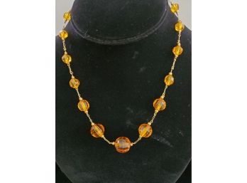 Antique Stylish 14k Graduated Amber Crystal 16' Choker