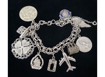 Vintage Charm Bracelet With 10 Charms - Approx 45g