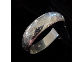 Vintage Sterling Silver Hinged Cuff Bracelet