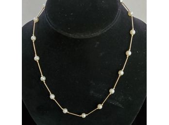 14k Gold And 6mm Pearl Necklace