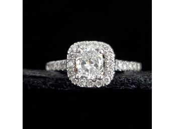 1 Cttw GIA Cert Cushion Cut F VS2 Diamond Platinum Engagement Ring Size 6