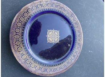 Cobalt And Gold Trimmed Plate