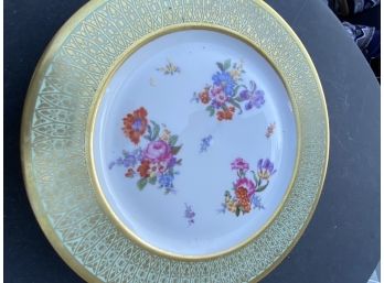 Lovely Gold Border Floral Plate - Bavaria Tirschenreuth