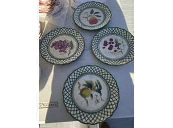 Luncheon Plates - Raymond Waites Fruit Lattice - Four Plates - See Pics