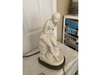 ParianWare Bisquit Porcelain Statue Lamp - Requires Repair On The Lamp - Figurine Is In Good Condition