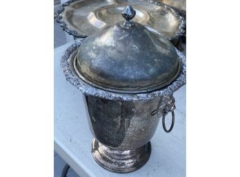 Silverplated Champagne Bucket With Lion Heads