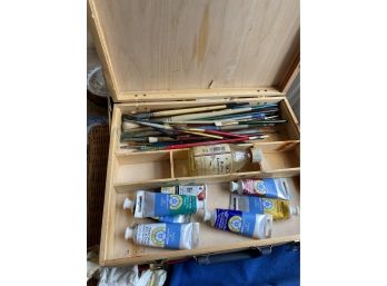 Artist Paints And Brushes With Case -  Well Used