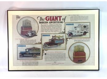 Rare Antique - 'The Giant Of Modern Advertising' - The NATIONAL Calliope Corp. Framed & Matted Original Print