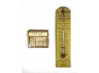 Vintage - Promotional Advertisement Thermometer -  CT Electrical Contractor & Attorney Or Acccountant Pair