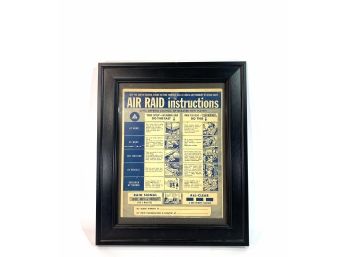 Original - Air Raid Instructions PSA Card Civil Defense Council Of Greater New Haven - Framed Behind Glass -