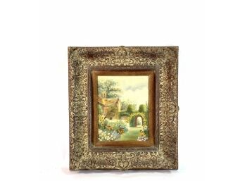Original Oil On Canvas High Relief And Highly Detailed Frame Signed H Wood - Wood Verso