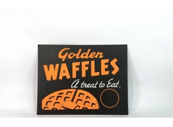 Vintage - Dayglo And Matte Black Cardboard Advertisement 'Golden Waffles'