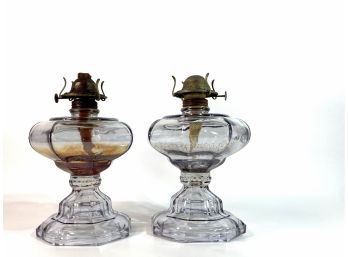 Pair - Aguila Hecho Por Lux, S.A. Mty. Mex. Hurricane Oil Lamps - Missing Shades