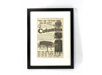 Columbia Graphophone Radio Advertisement - Nicely Framed And Matted Original