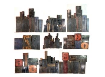 Antique & Vintage (100 Plus Pieces) Wood Block Letterpress Printing Letters- Sizes 1''x 1'' To 18'' X 25''