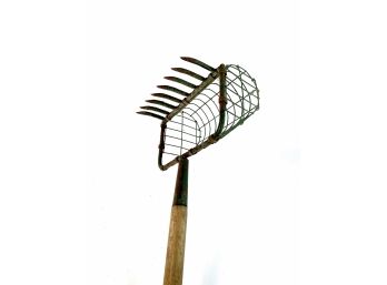 Vintage - 5.5' Clamming Rake With Attached Basket