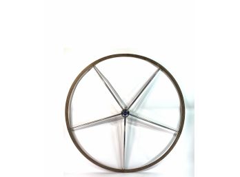 LEWMAR - 44'' Stainless Steel - Hand Stitched Leather Wrapped Split 5 Spoke Sailboat Helm Wheel
