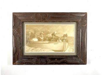 Victorian Era Photograph From A Carnival Depicting A Family In A Rowing Dory Named 'Rocket'
